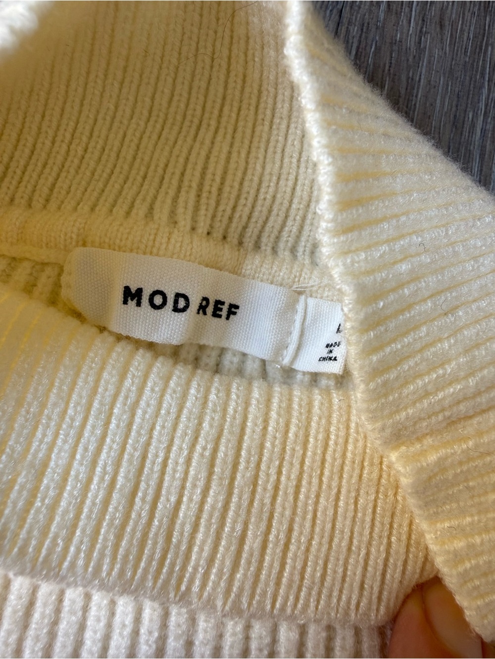 Mod Ref Boxy Cream Ribbed Turtleneck Sweater Large - Picture 6 of 7
